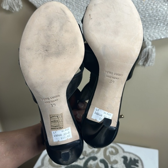 Vero curio  black leather heels made in Italy - Picture 7 of 8